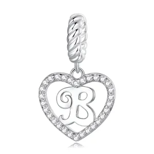 Talisman din argint Heart Letter B