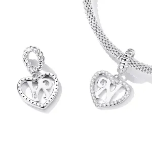 Talisman din argint Heart Letter N