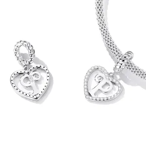 Talisman din argint Heart Letter P