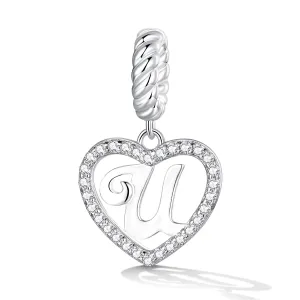 Talisman din argint Heart Letter U