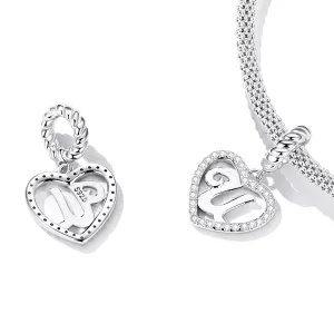 Talisman din argint Heart Letter U