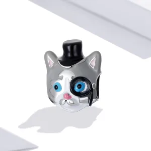 Talisman din argint Monocle Cat