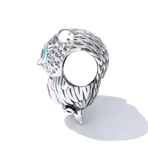 Talisman din argint Owl woth Pink Heart