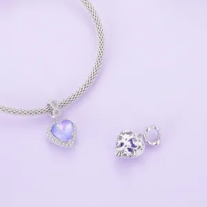 Talisman din argint Sparkling Purple Heart