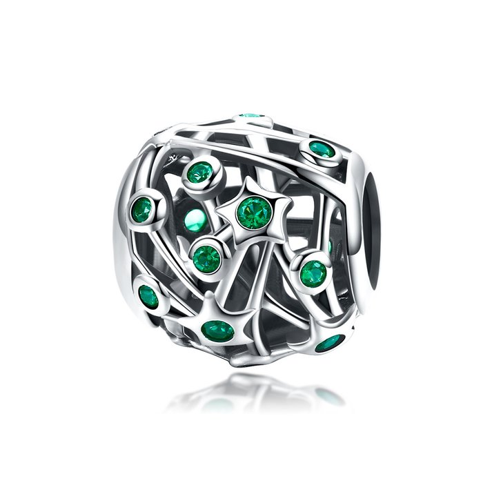 Taliman din argint cubic green stars