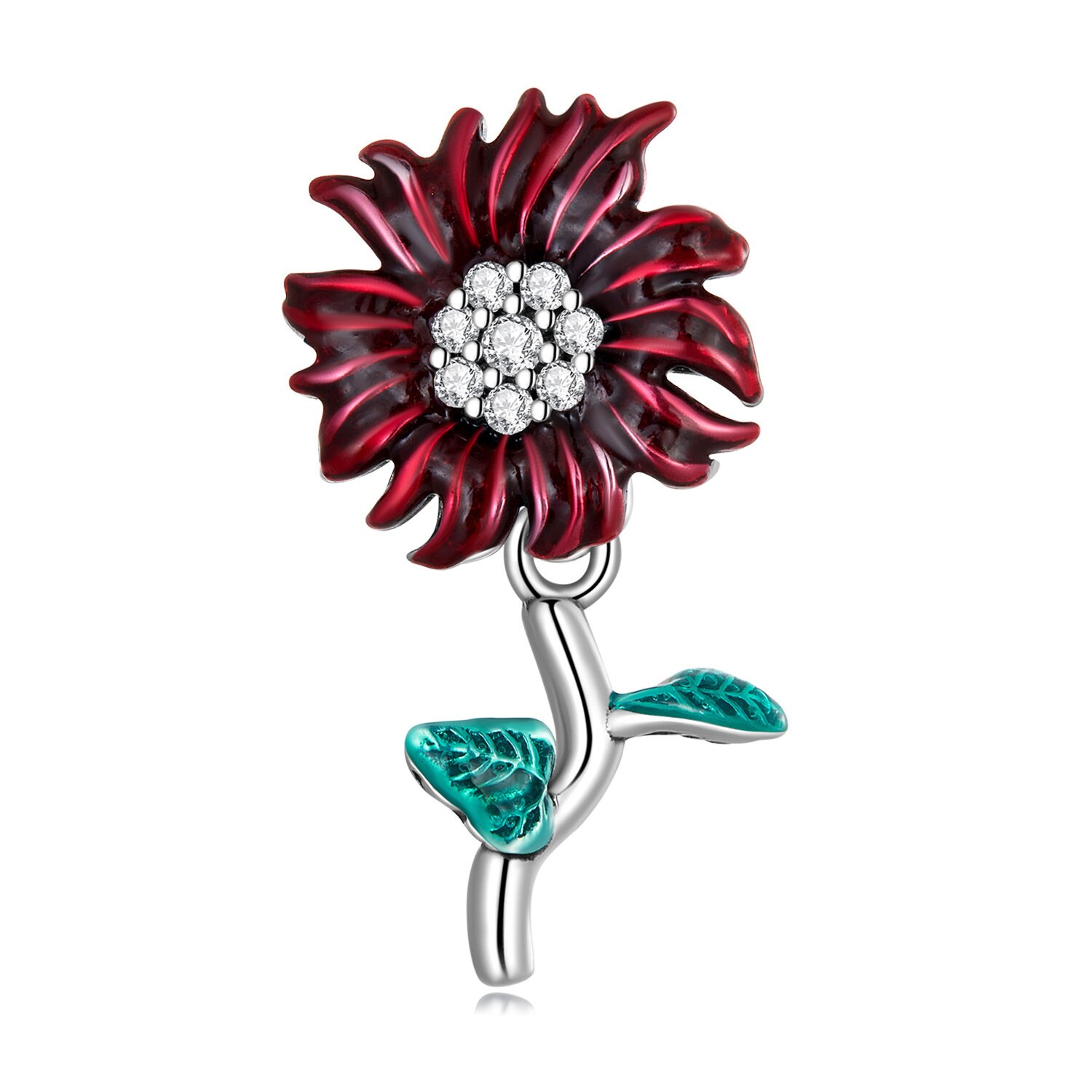 Talisman de argint Red Sunflower