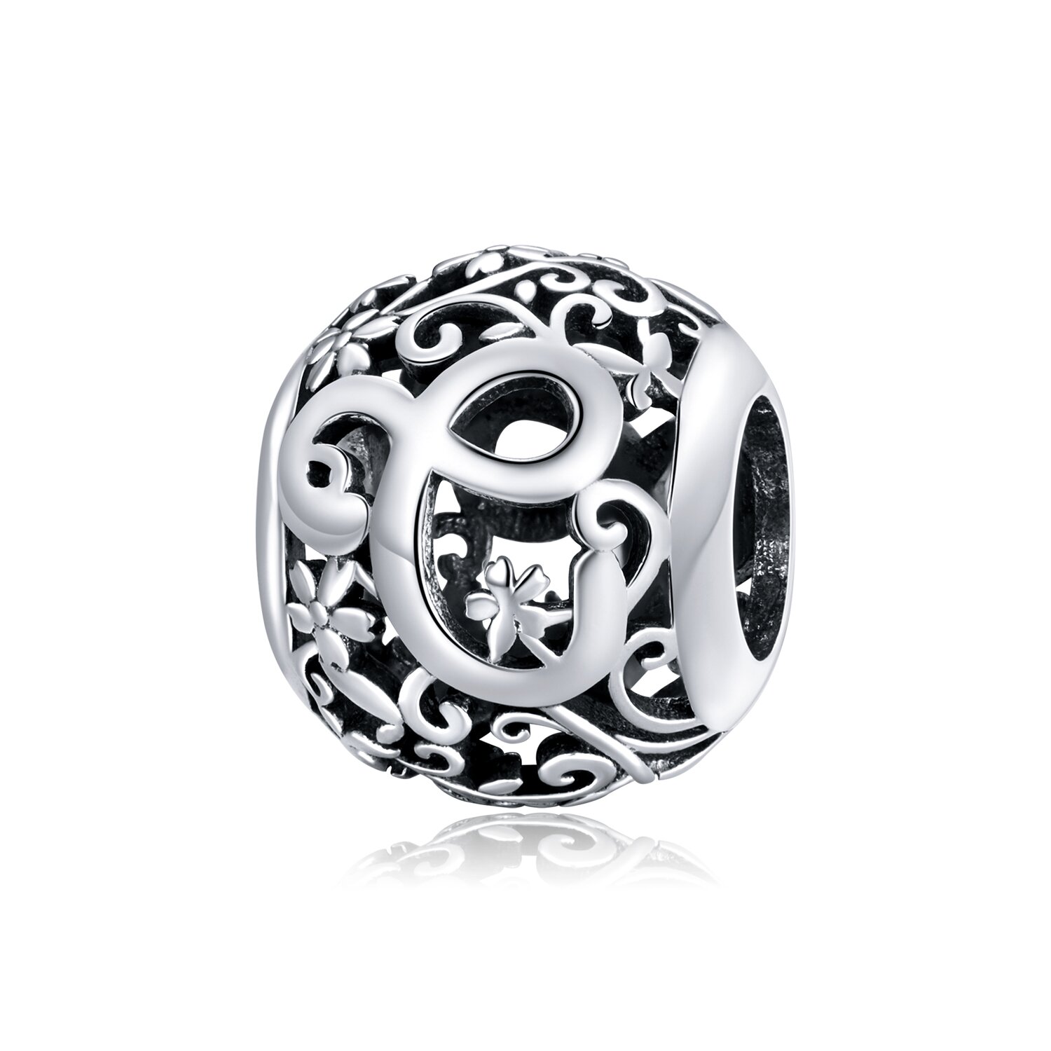 Talisman din argint alphabet letter c