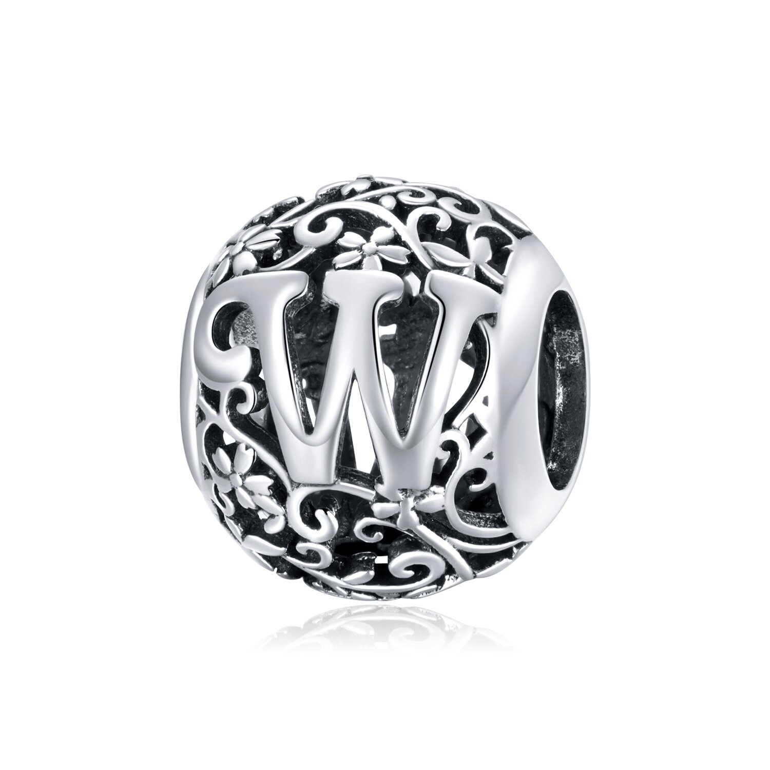 Talisman din argint alphabet letter w
