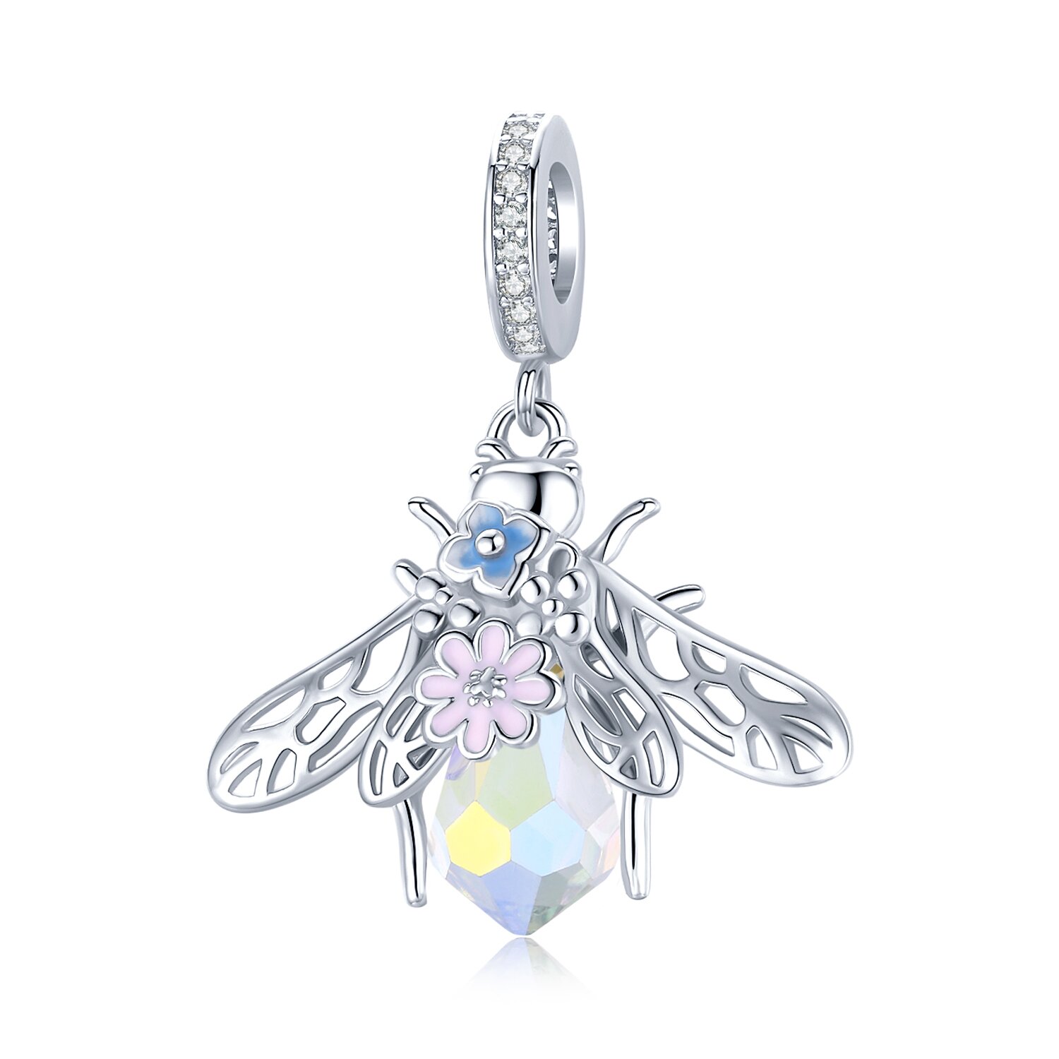 Talisman din argint colorful bee