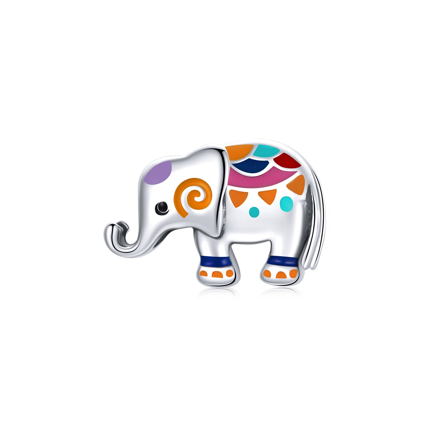 Talisman din argint colorful elephant