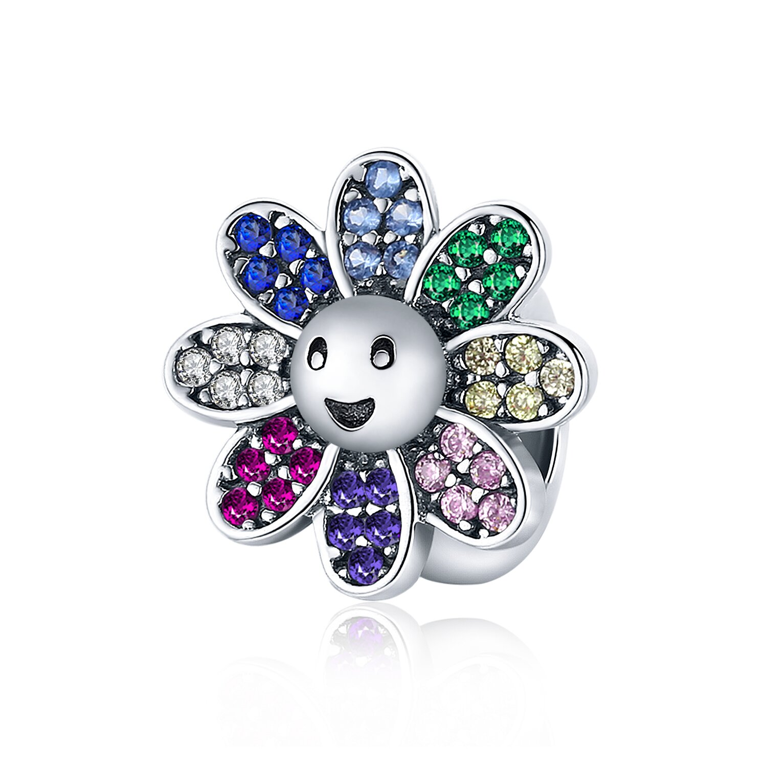 Talisman din argint colorful sunflower