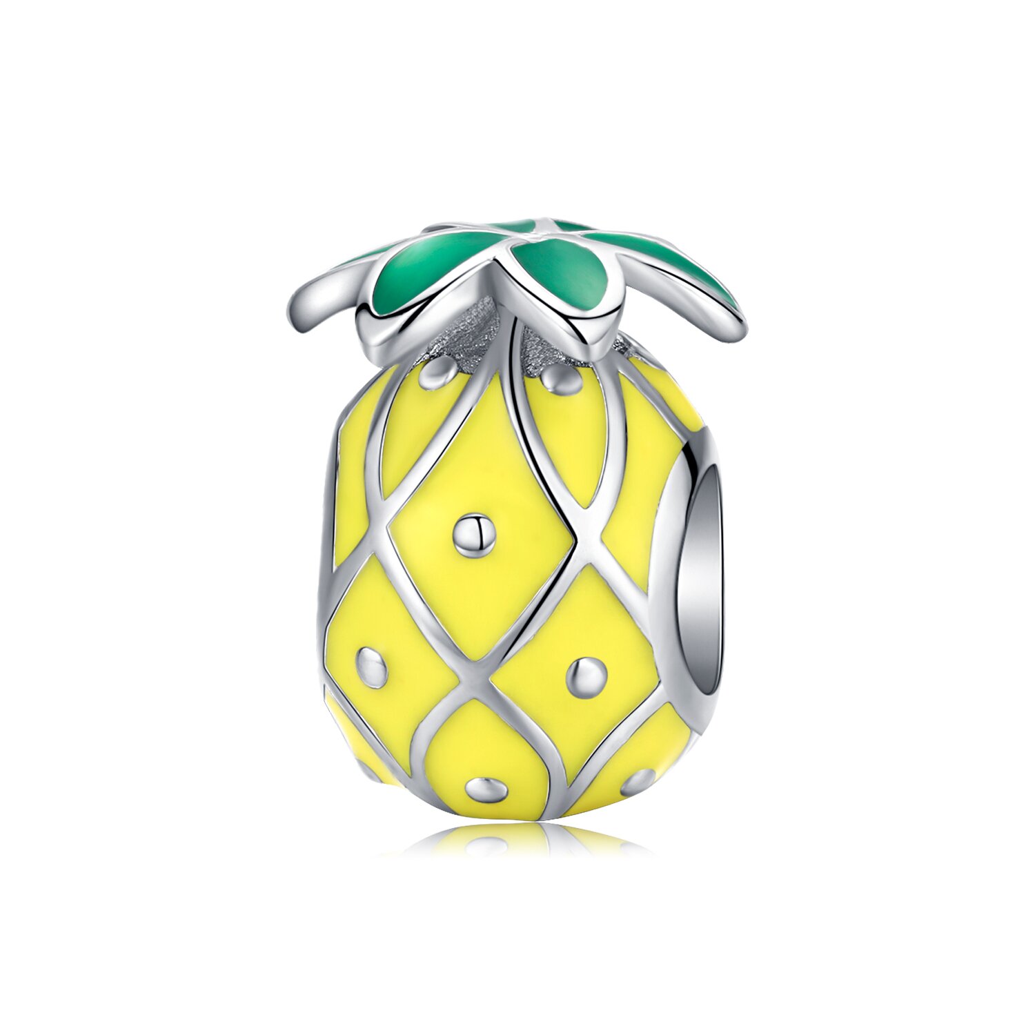 Talisman din argint cu ananas galben