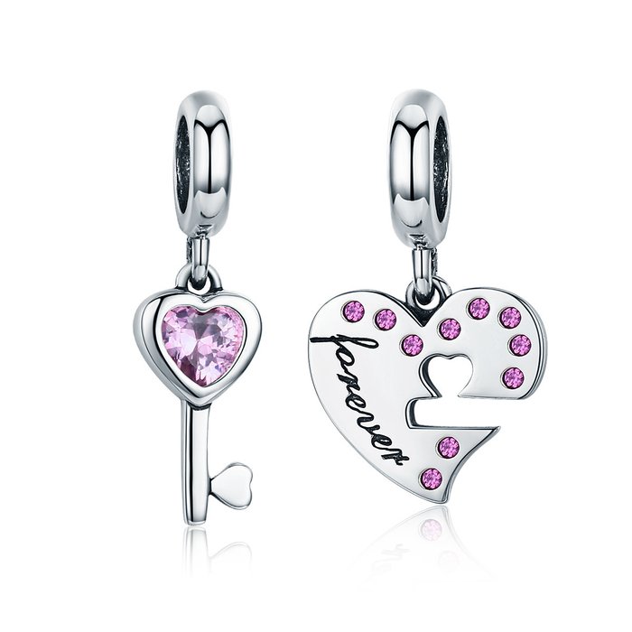 Talisman din argint cu double heart key