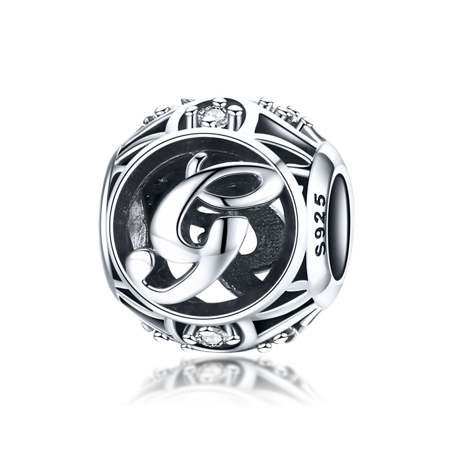 Talisman din argint cu litera g si cristale