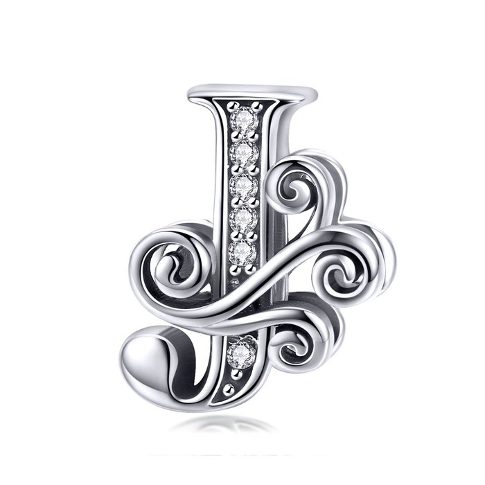 Talisman din argint cu litera j din poveste