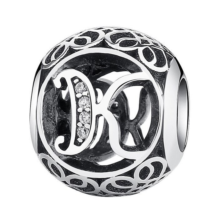 Talisman din argint cu litera k