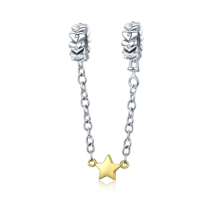 Talisman din argint cu steluta aurie si lantisor de siguranta
