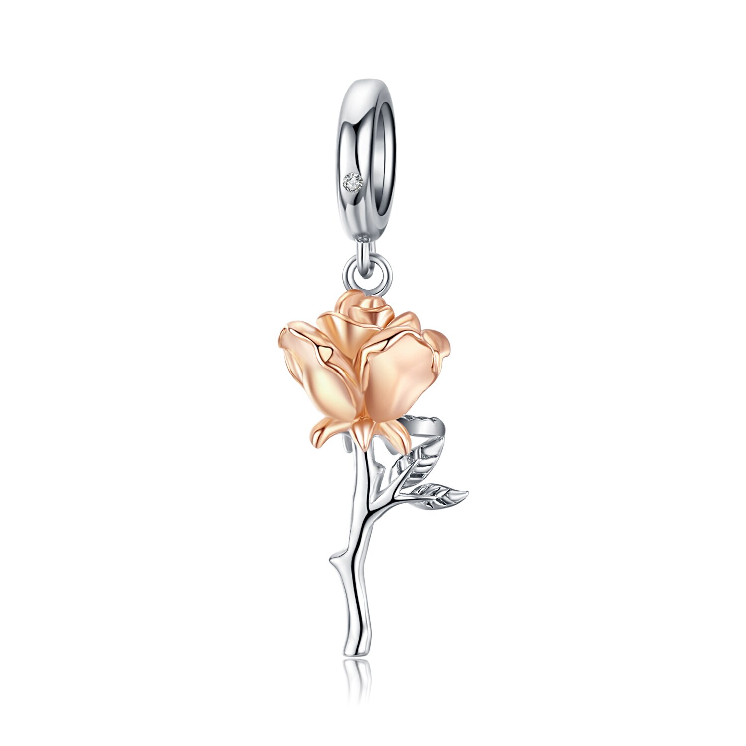 Talisman din argint cu trandafir rose gold