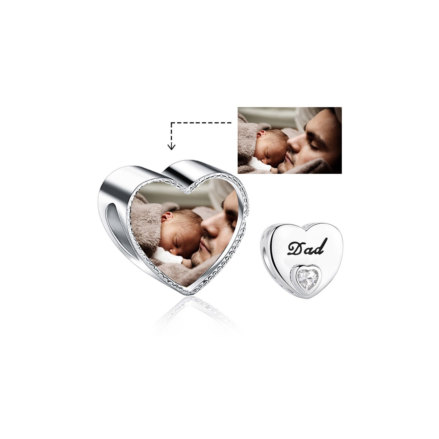 Talisman din argint custom photo dad