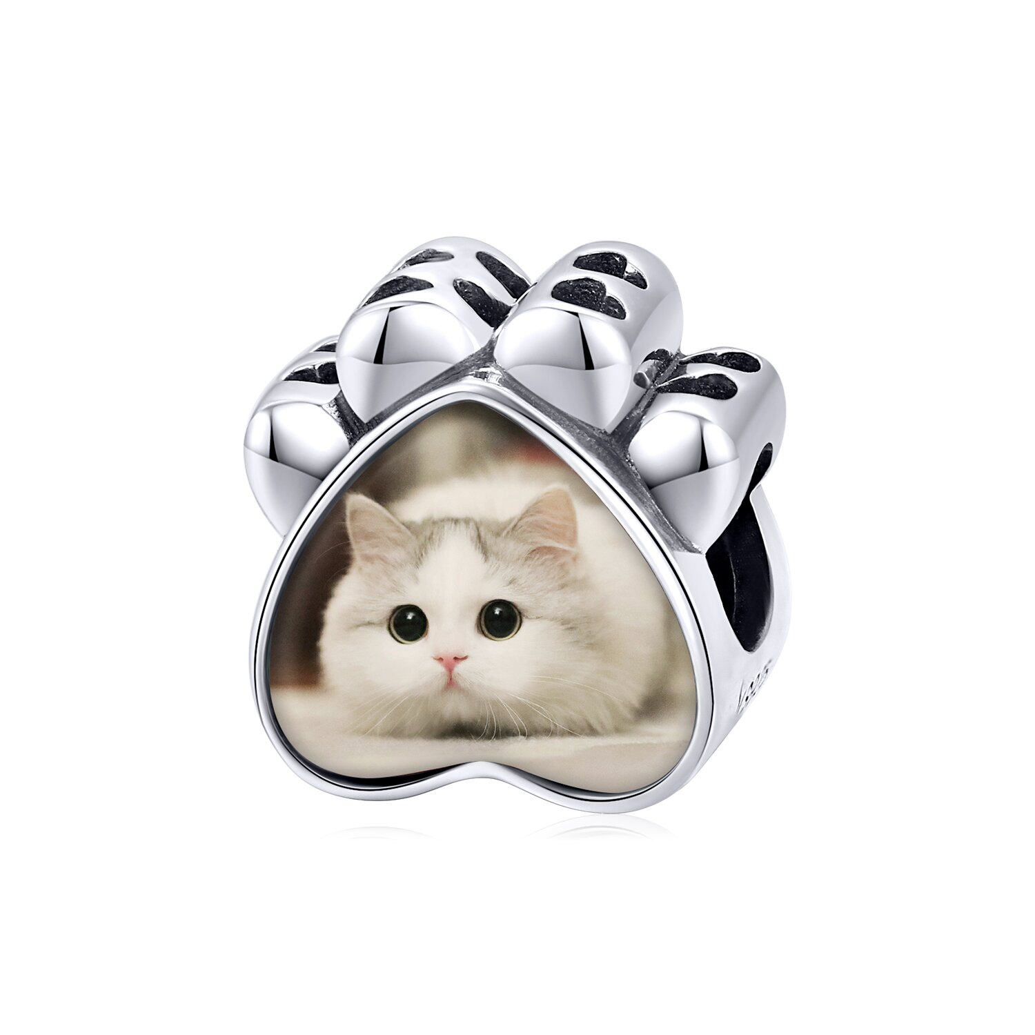 Talisman din argint custom photo paw charm