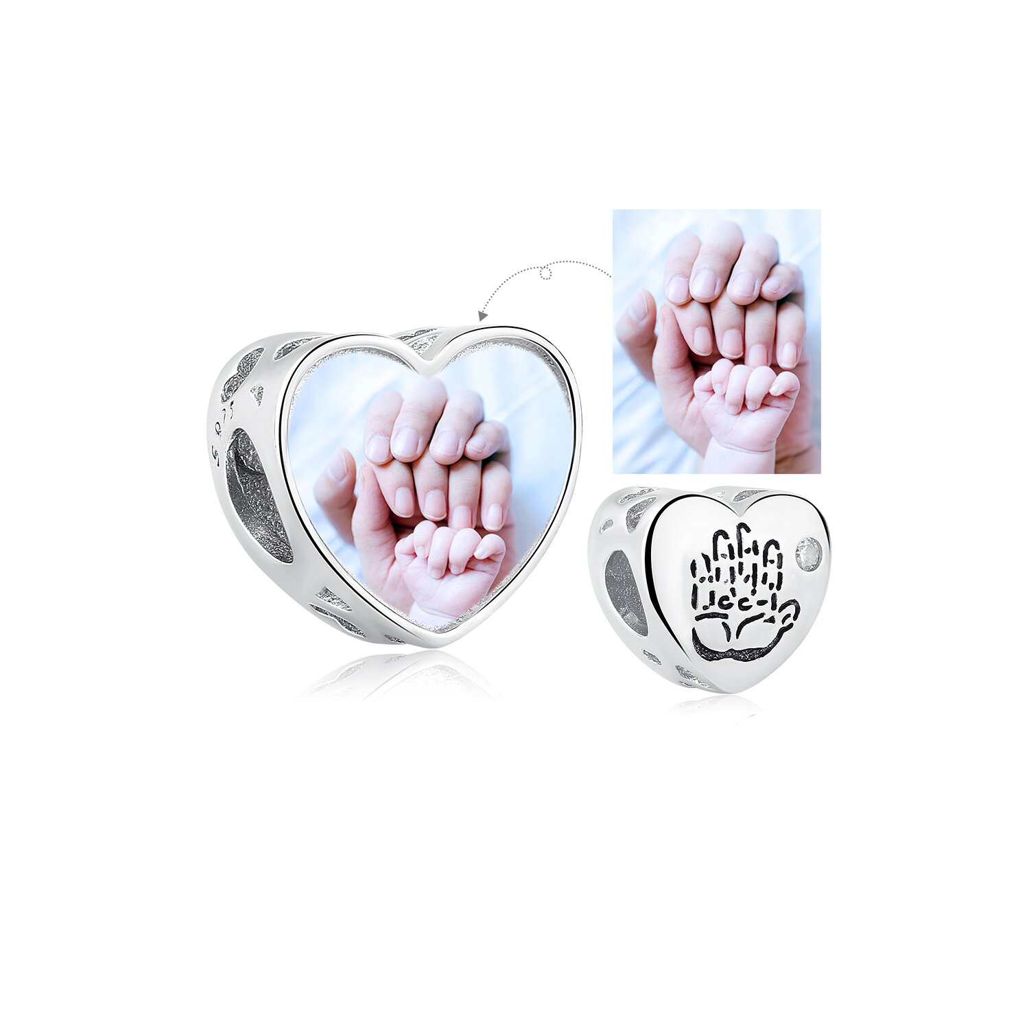 Talisman din argint custom photo shiny hand