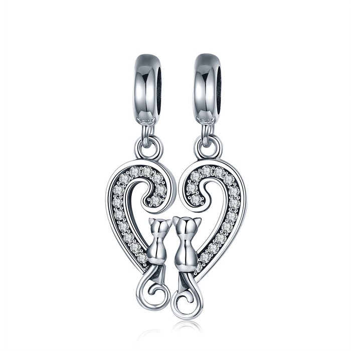 Talisman din argint double moony cat