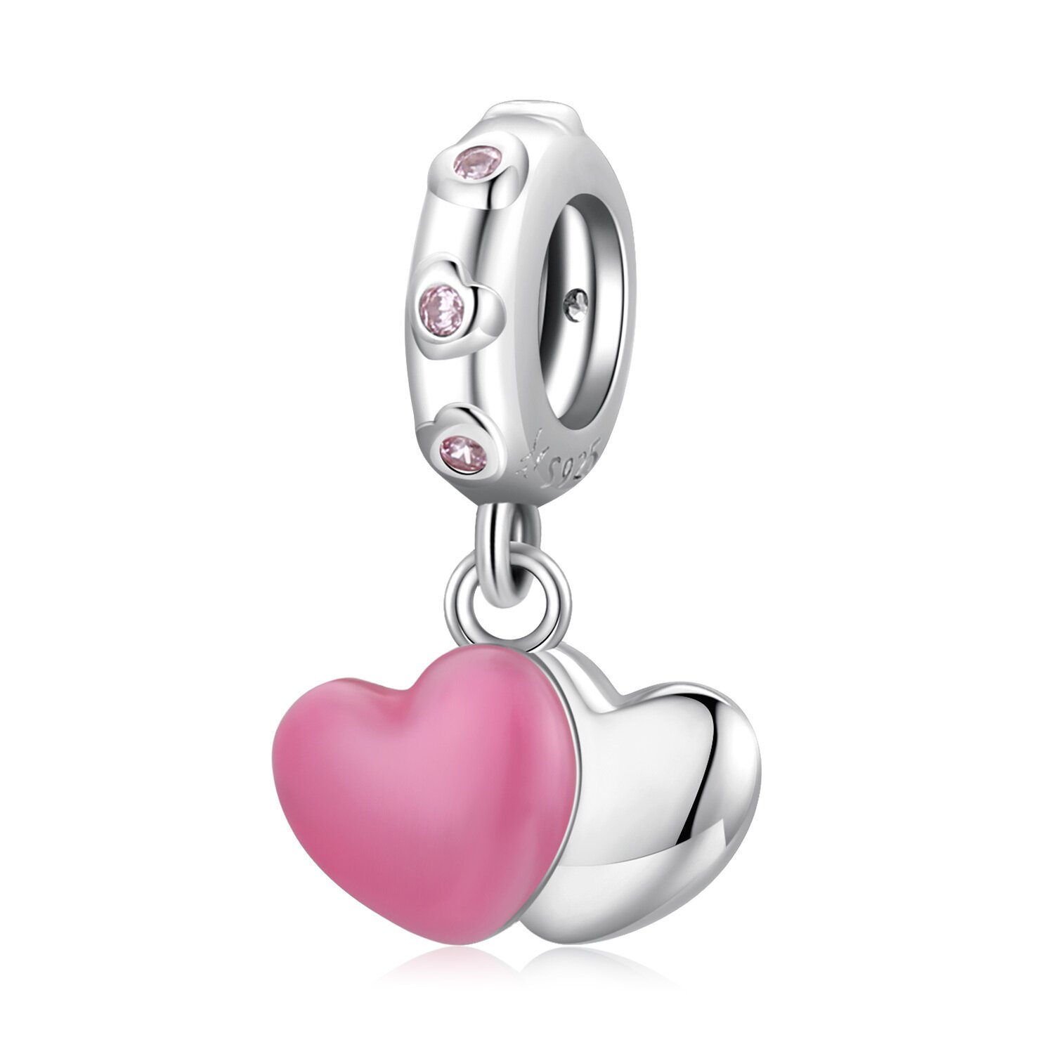 Talisman din argint Double Pink Heart image7