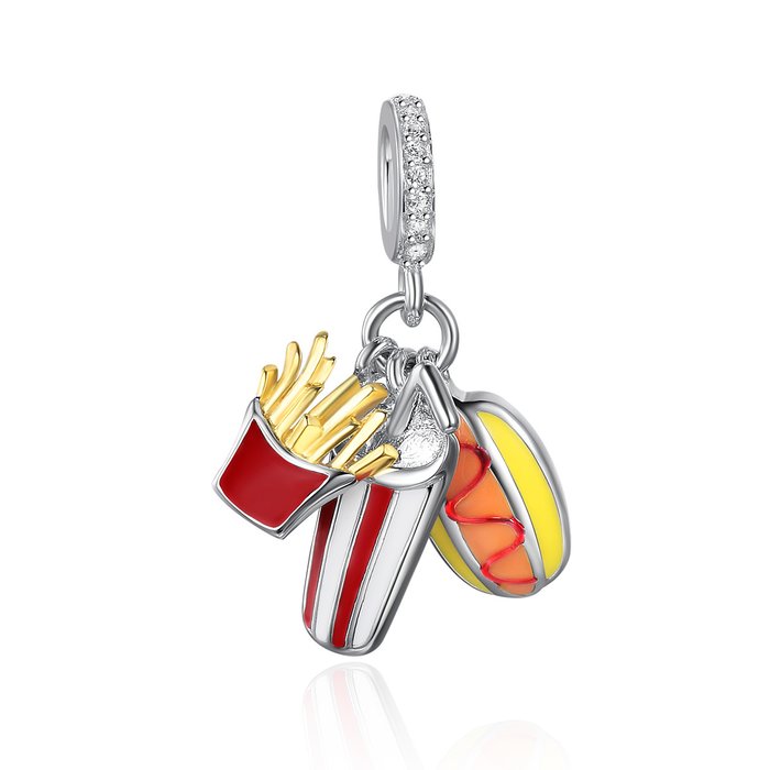 Talisman din argint fast food fan