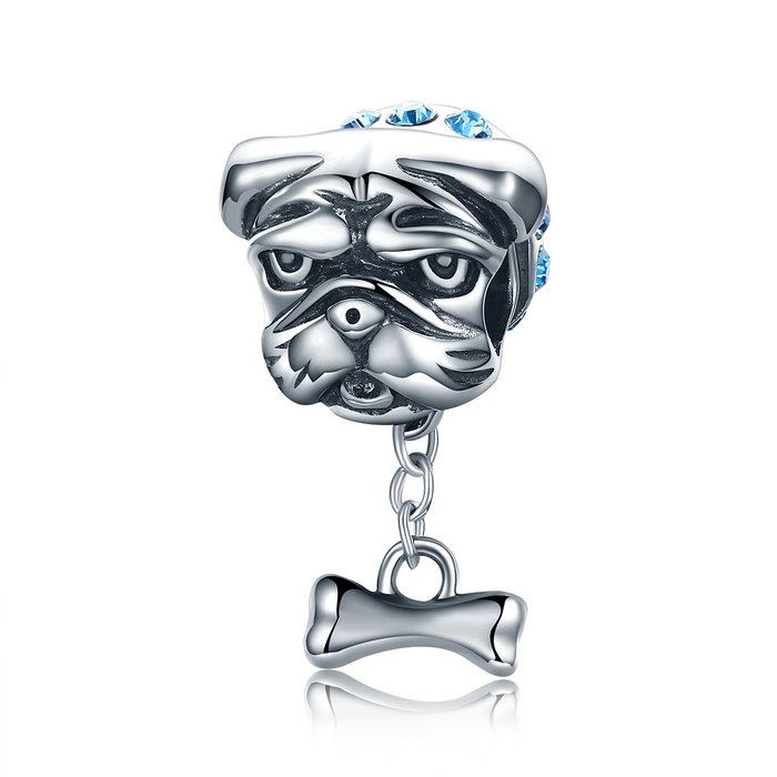 Talisman din argint french bulldog blue