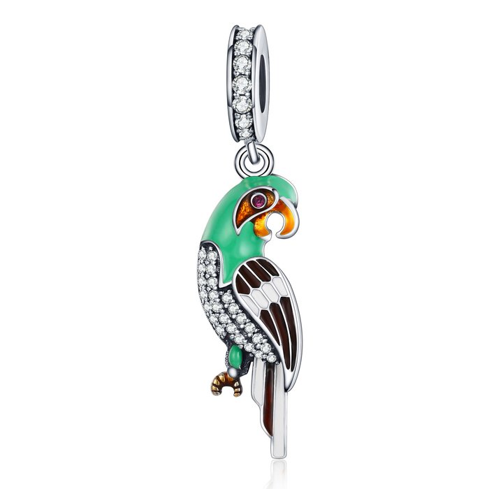 Talisman din argint green parrot