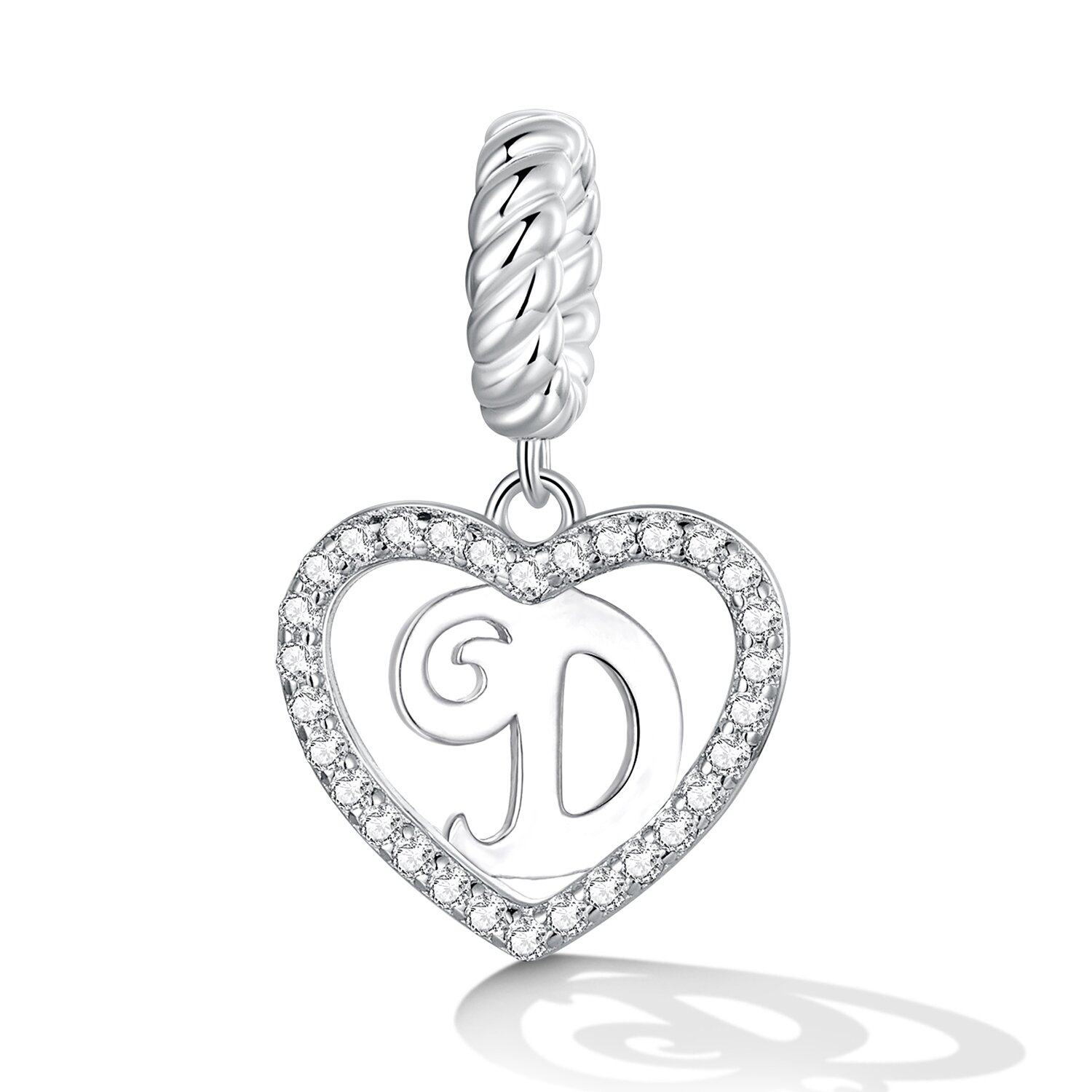 Talisman din argint Heart Letter D