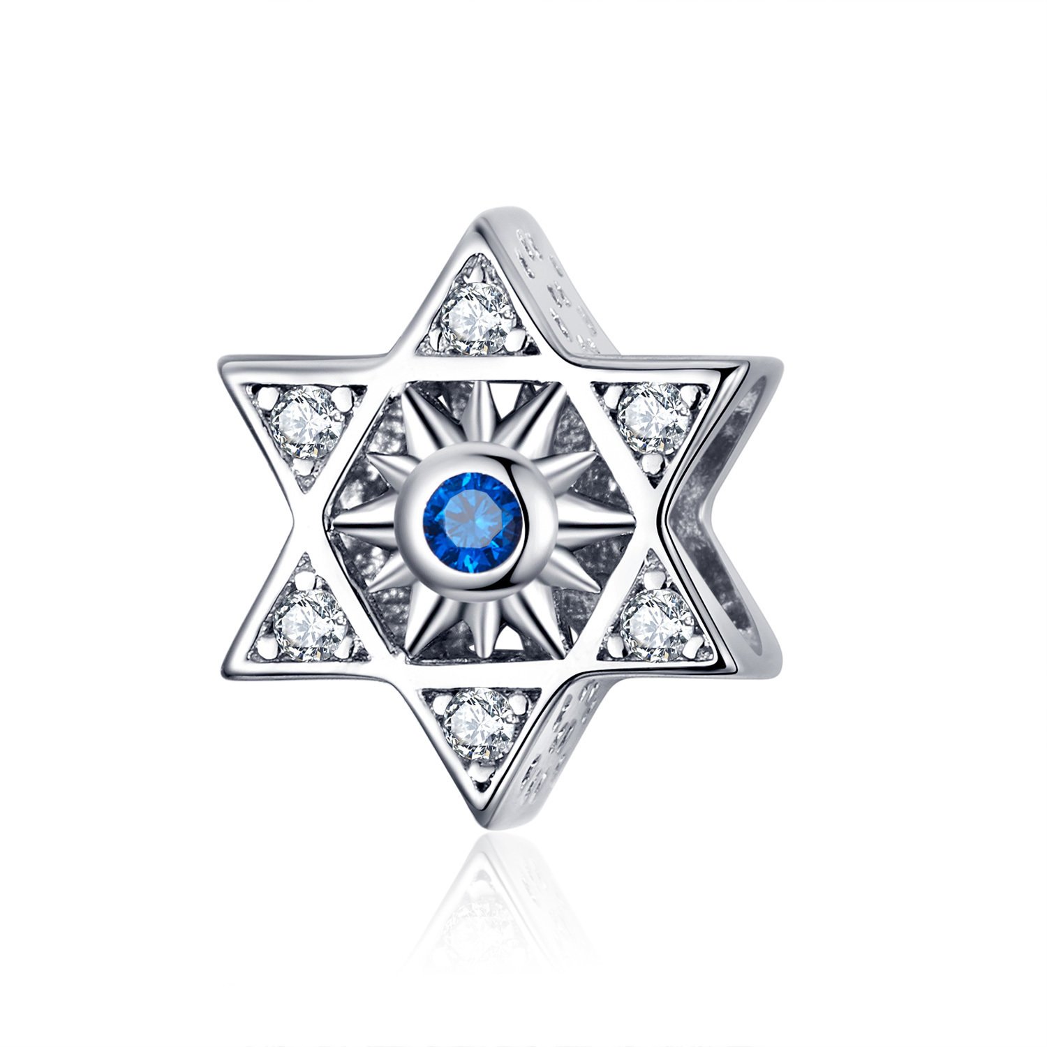 Talisman din argint hexagram blue star