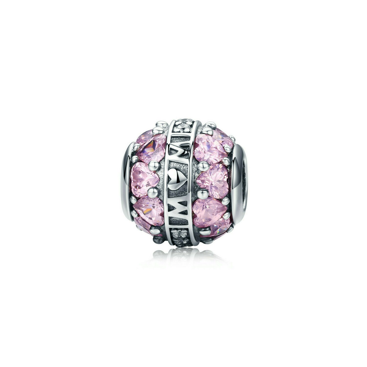 Talisman din argint mom's pink hearts