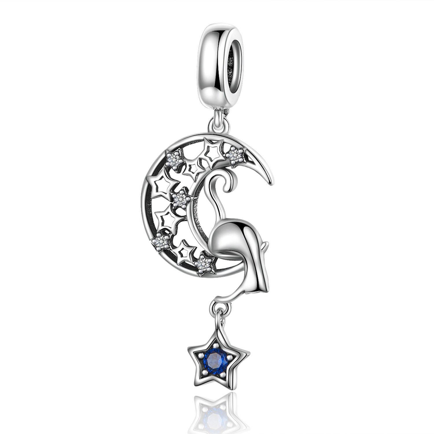 Talisman din argint moon and star cat