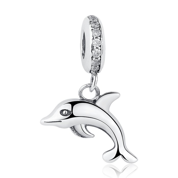 Talisman din argint patinat cu delfin prietenos