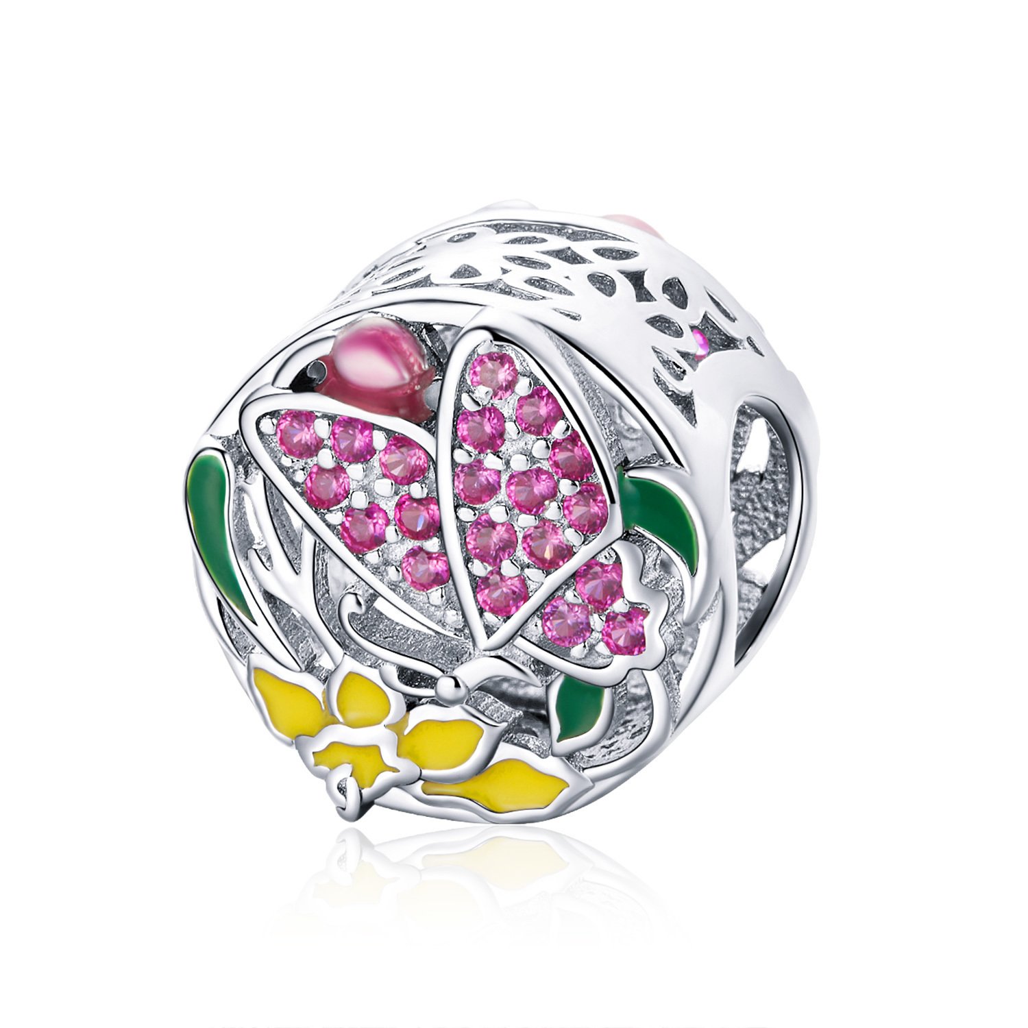 Talisman din argint pink butterfly