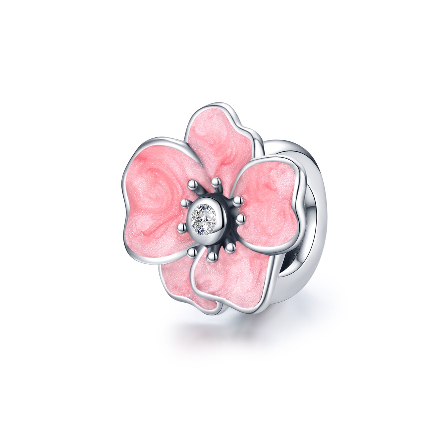 Talisman din argint pink daisy