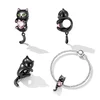 Talisman din argint Pink Hearted  Black Cat picture - 6