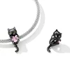 Talisman din argint Pink Hearted  Black Cat picture - 4