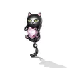 Talisman din argint Pink Hearted  Black Cat picture - 2