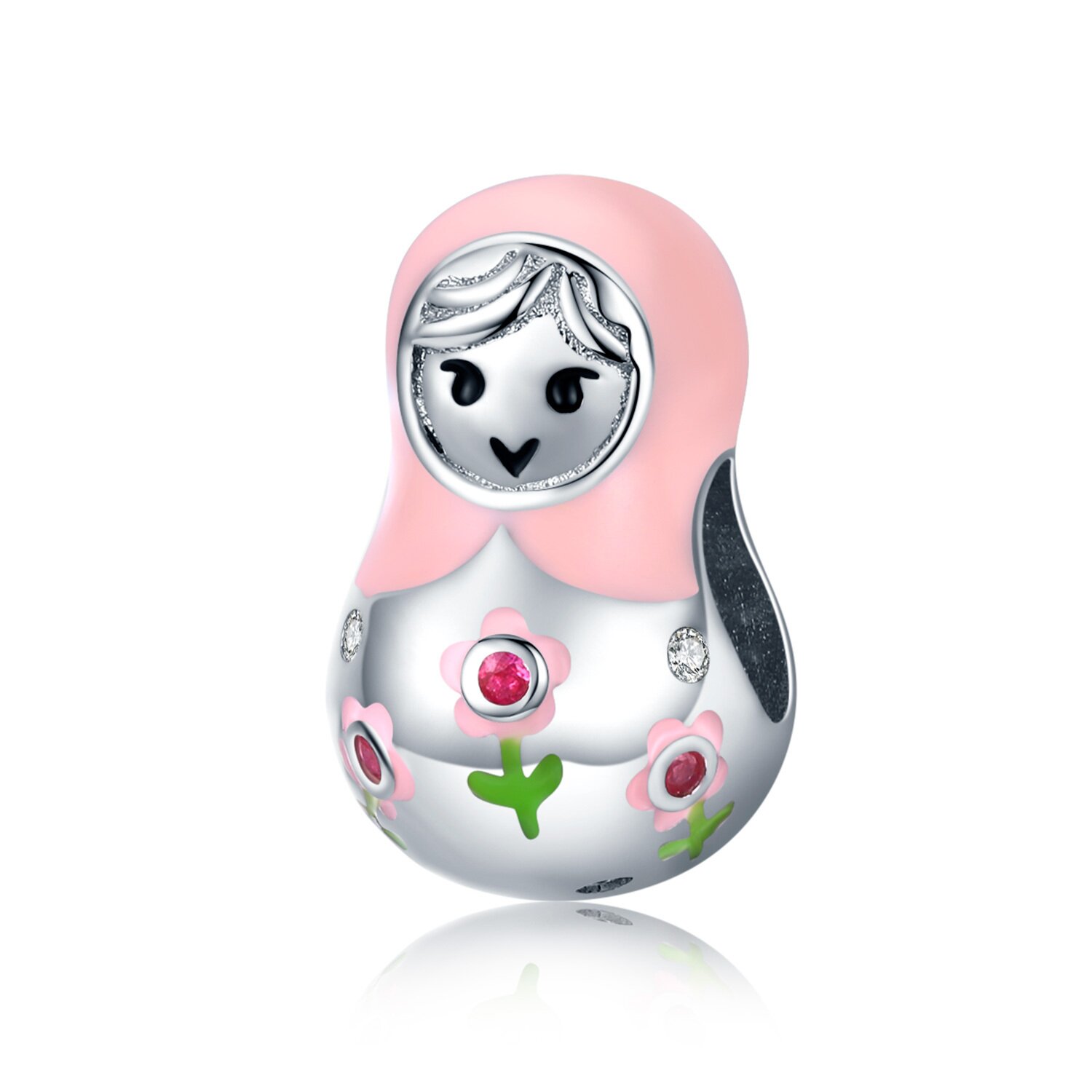 Talisman din argint pink matryoshka