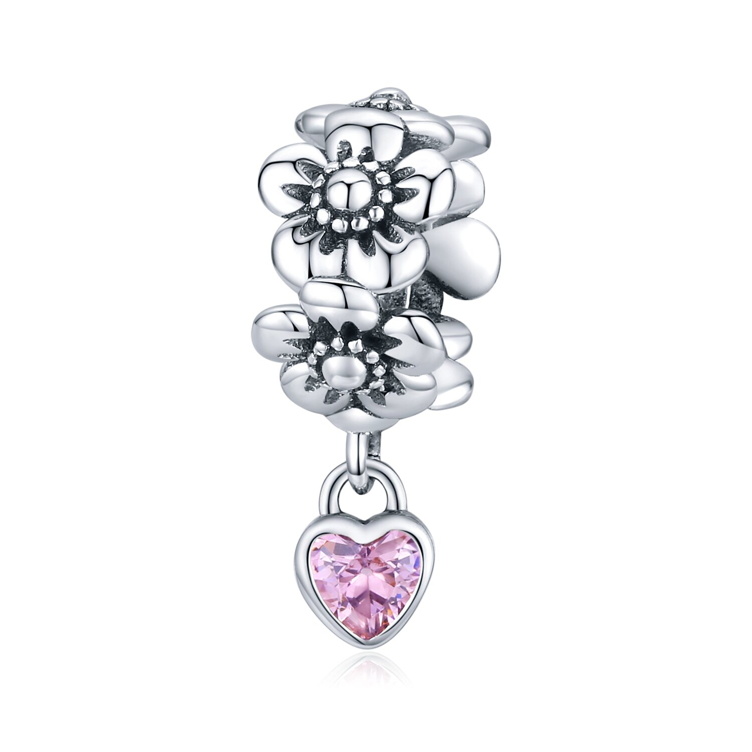 Talisman din argint pink pendant flower