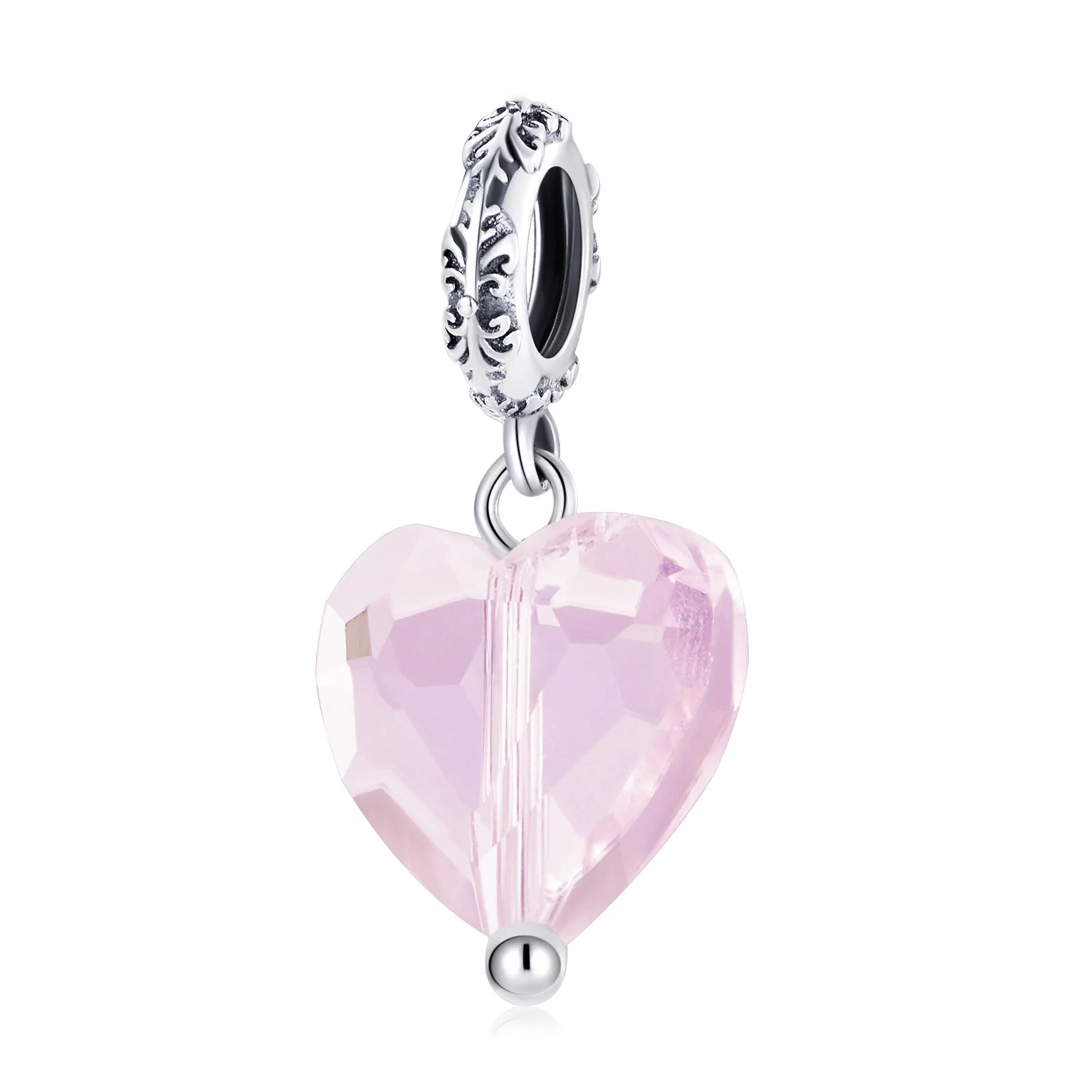 Talisman din argint Pink Translucent Heart