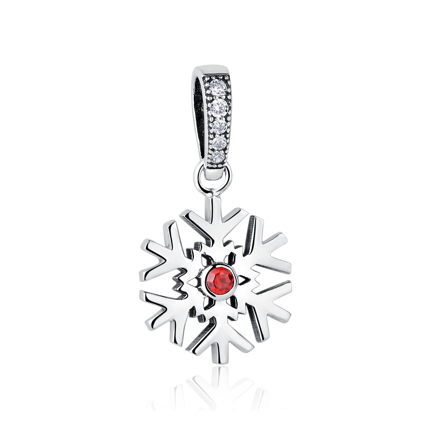 Talisman din argint red crystal snowflake