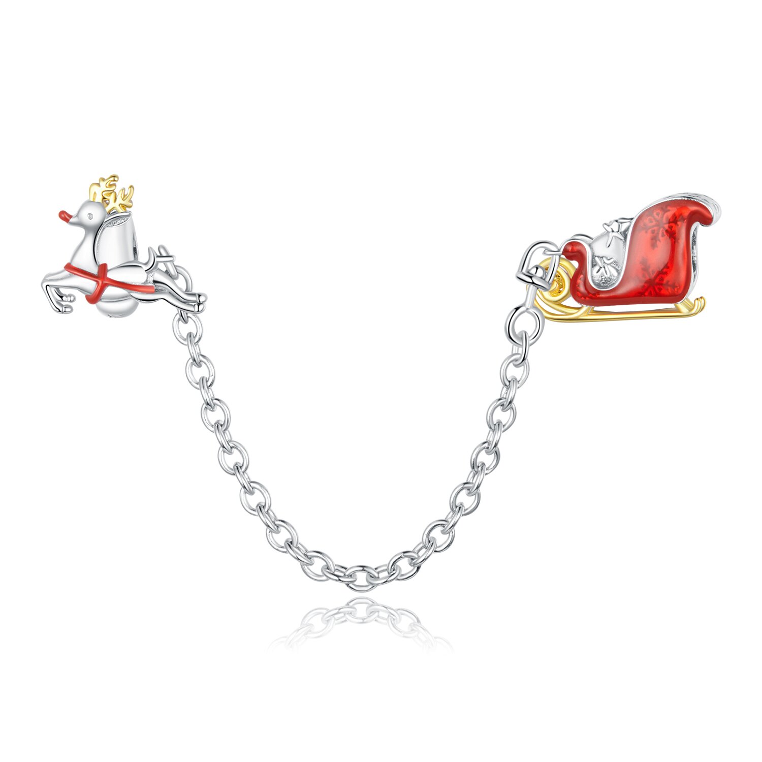 Talisman din argint Santa’s Reindeer Safety Chain EdenBoutique EdenBoutique