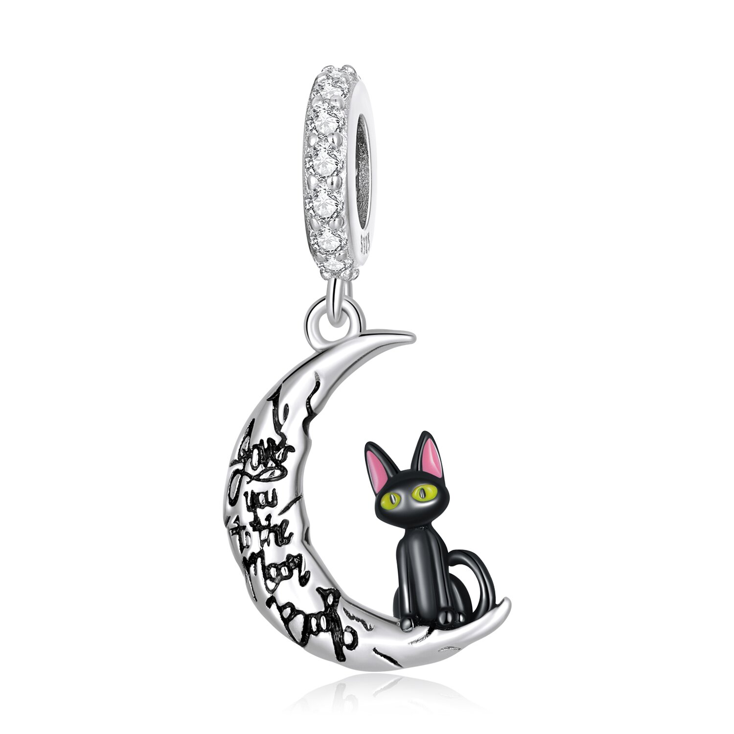 Talisman din Argint Silver Moon& Black Cat