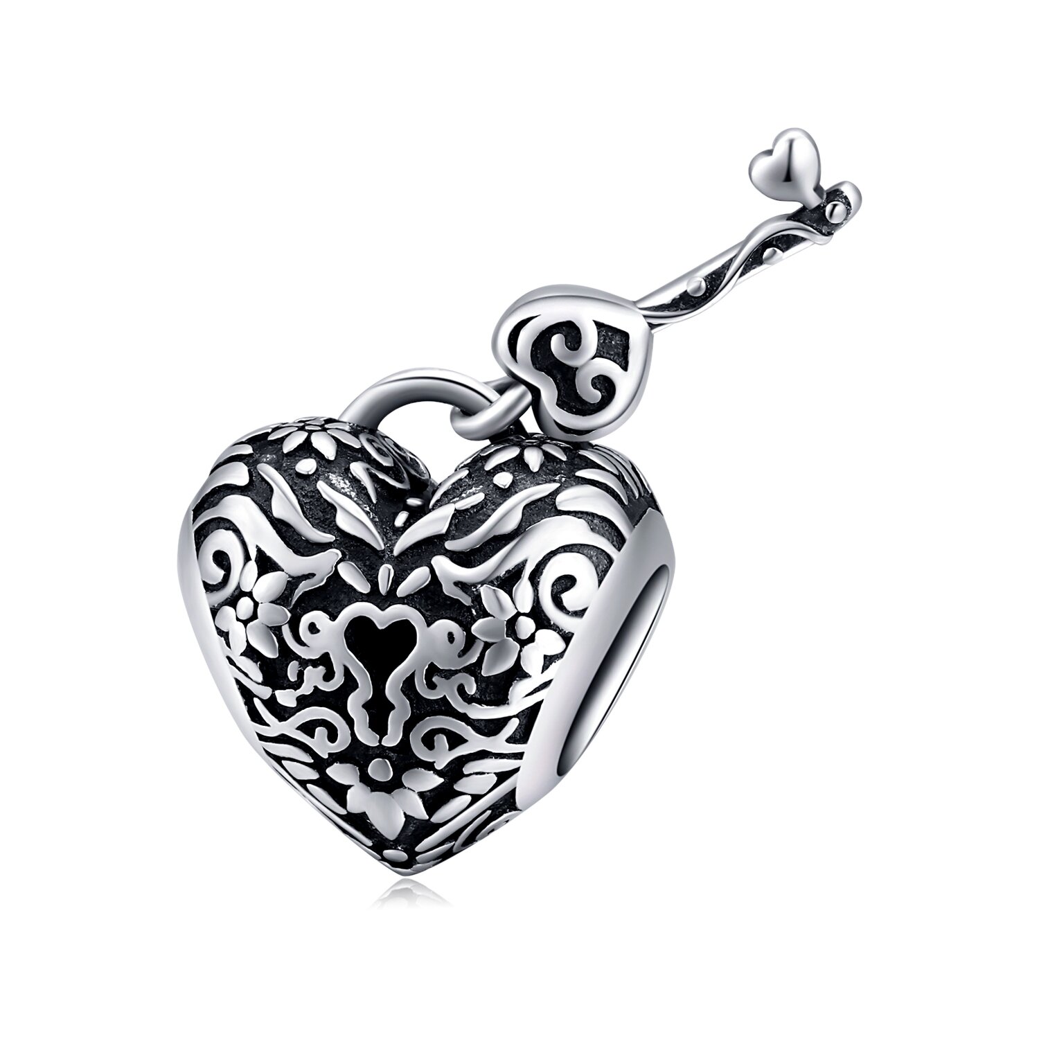 Talisman din argint vintage heart and key