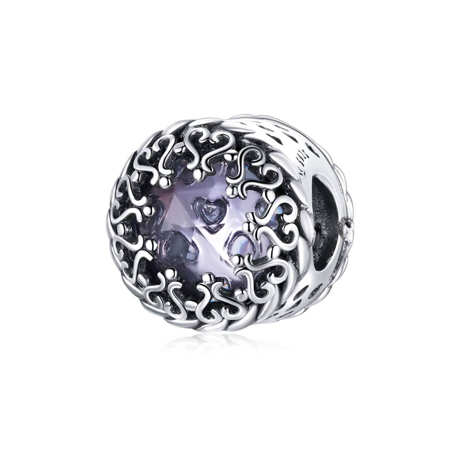 Talisman din argint vintage purple bead