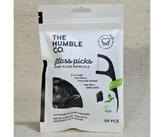 Black 3-in-1 floss picks with activated charcoal and mint 50 pcs.