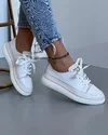 Pantofi Albi Cu Roz Piele Naturala Casual AW361 3